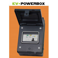 *EV POWERBOX IP65 Metal, Black - 5 module IP65 Metal EV Enclosure with A Type Bi-Directional RCBO and SPD 